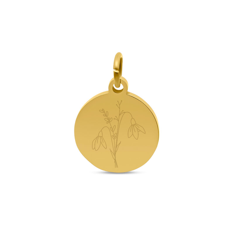 Losse bedel | Birthflower rond | kies je maand GOUD