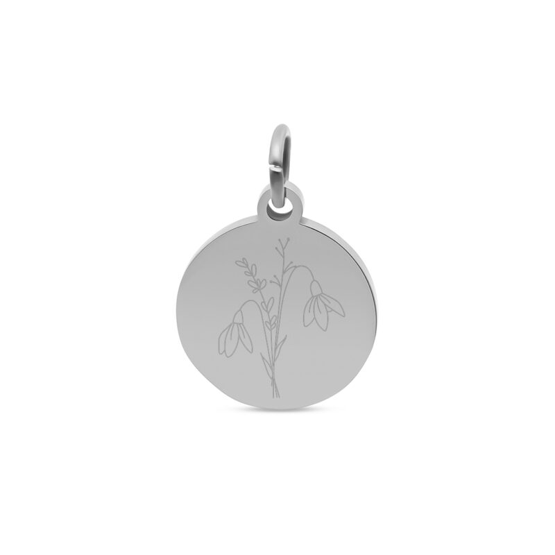 Losse bedel | Birthflower rond | kies je maand ZILVER