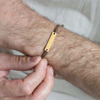 Armband | Mannen bar bruin | Vingerafdruk GOUD