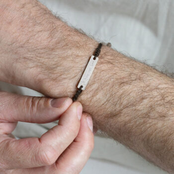 Armband | Mannen bar zwart | Handwriting ZILVER