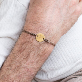 Armband | Mannen rond bruin | Initialen GOUD