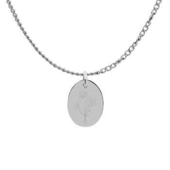 Ketting | Bloemenboeket | Ovaal ZILVER