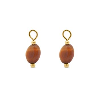 Oorbelhangers | Tiger's Eye ovaal GOUD