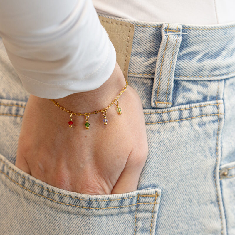 Armband | Birthstone kies je maand GOUD - Afbeelding 2