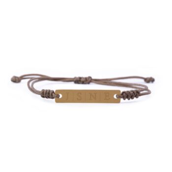 Armband | Mannen bar bruin | Initialen GOUD