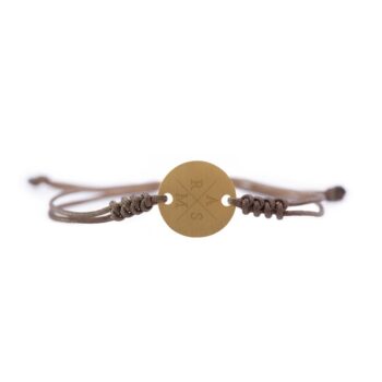 Armband | Mannen rond bruin | Initialen GOUD