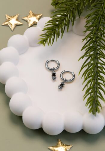 Oorbellen | Adventskalender | Zwarte spinel ZILVER