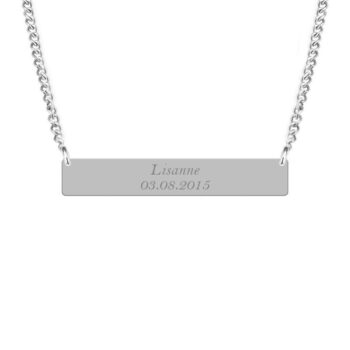 Ketting | square bar | Eigen tekst ZILVER