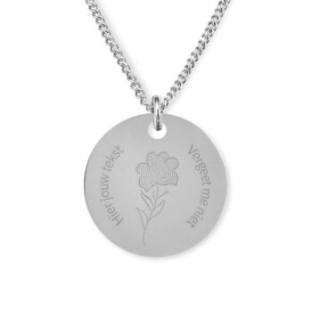 Ketting | Vergeet-me-nietje | Vingerafdruk | ZILVER stainless steel