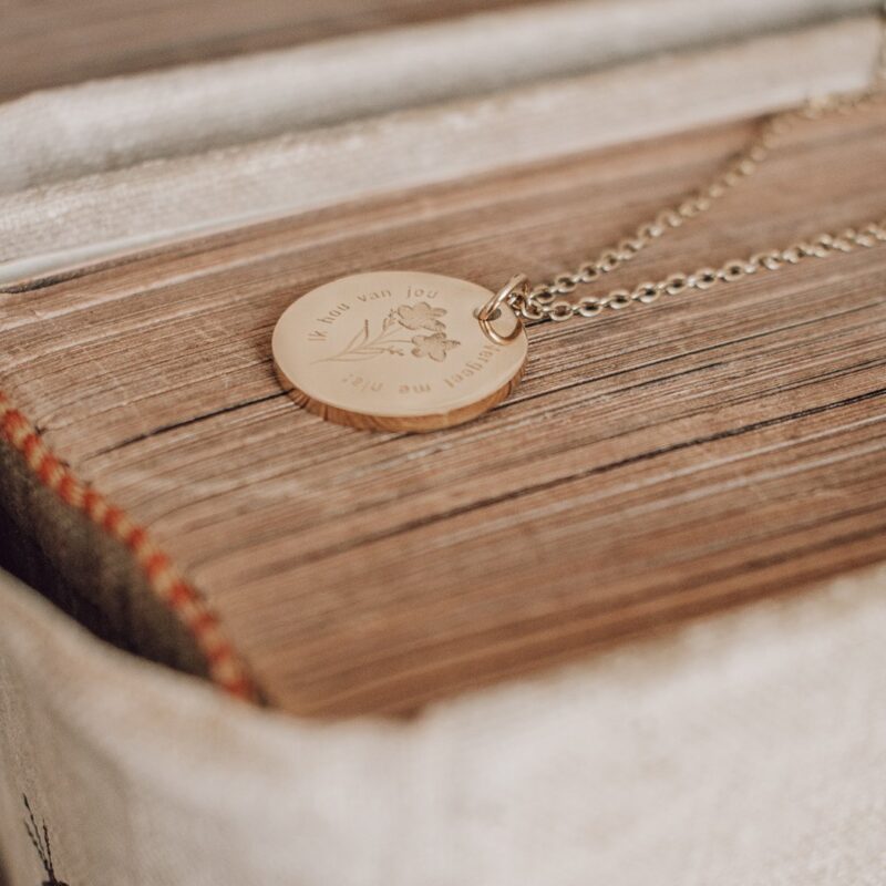 Ketting | Vergeet-me-nietje | Vingerafdruk | GOUD - Afbeelding 4