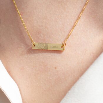 Ketting | Square bar | Vingerafdruk met eigen tekst GOUD