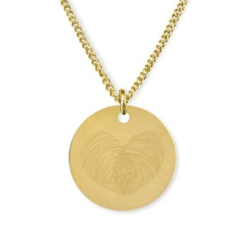 Ketting | Vingerafdruk duo hart | 18mm GOUD