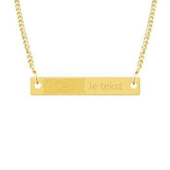 Ketting | Square bar | Vingerafdruk met eigen tekst GOUD