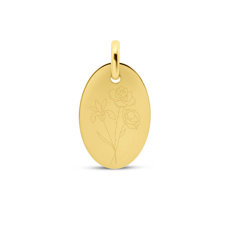 Losse bedel | Bloemenboeket ovaal | 14K GOUD