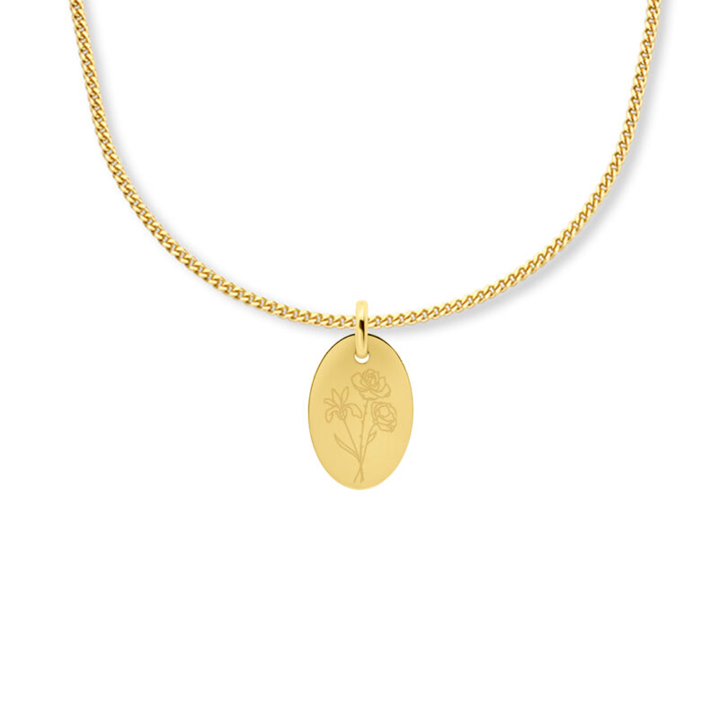 Ketting | Bloemenboeket ovaal | 14K GOUD