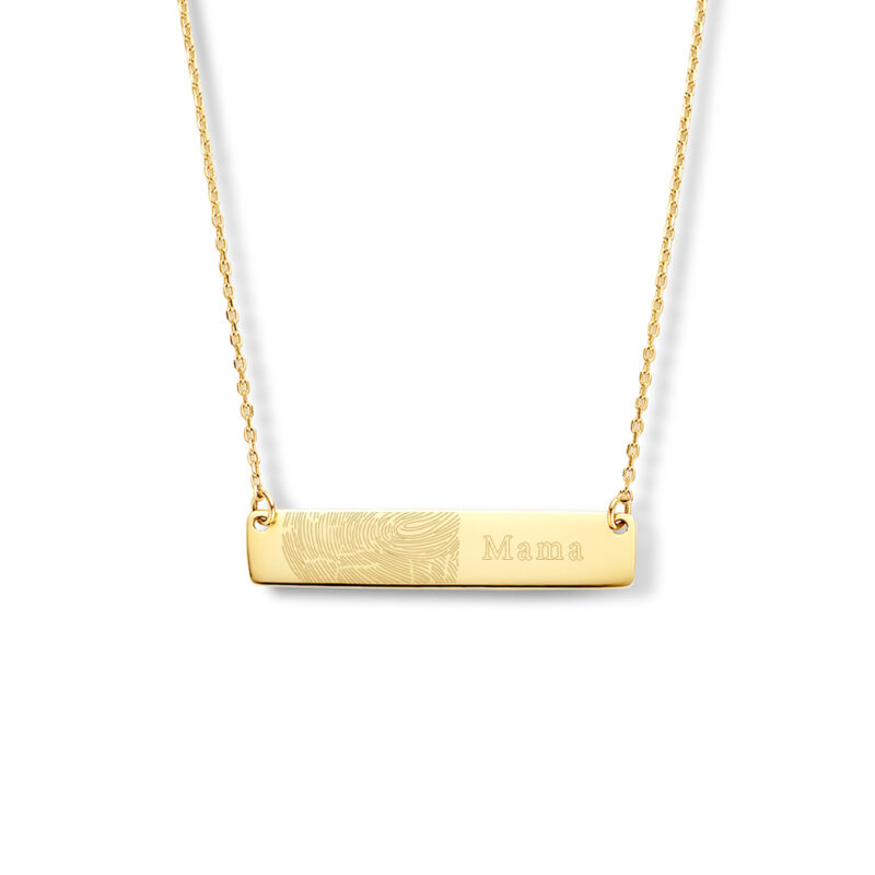 Ketting | Bar vingerafdruk met eigen tekst | 14K GOUD