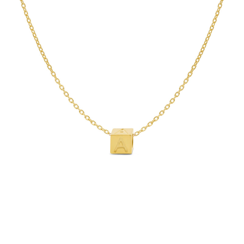 Ketting | Initiaal cube | Kies je letter | 14K GOUD